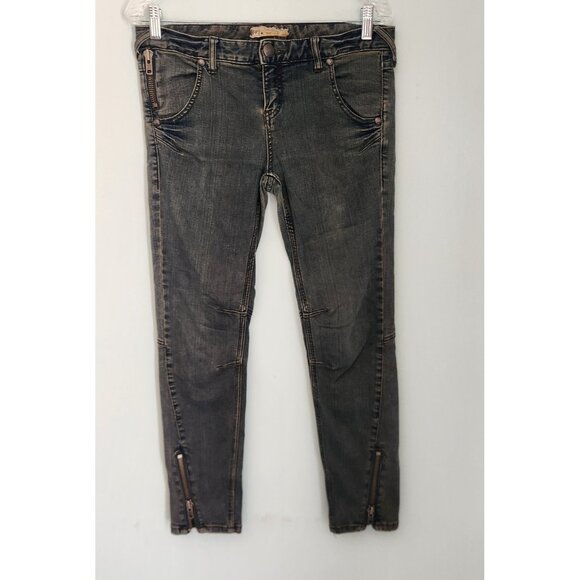 Free People Jeans Blue Denim Stretch Ankle Zip Slim Fit Women's Sz 29x28 EUC - Picture 4 of 12